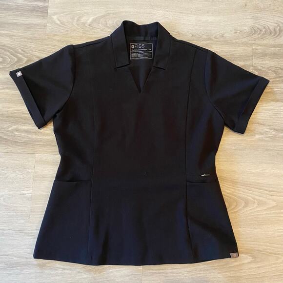 FIGS Black Yola Straight Leg Inala V-neck Top Scrub Set Uniform Women's Medium - Picture 2 of 12